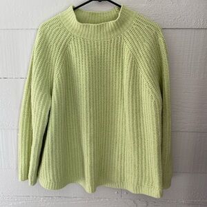 Talbots Chenille Chunky Shaker Knit Lime Green Sweater XL
